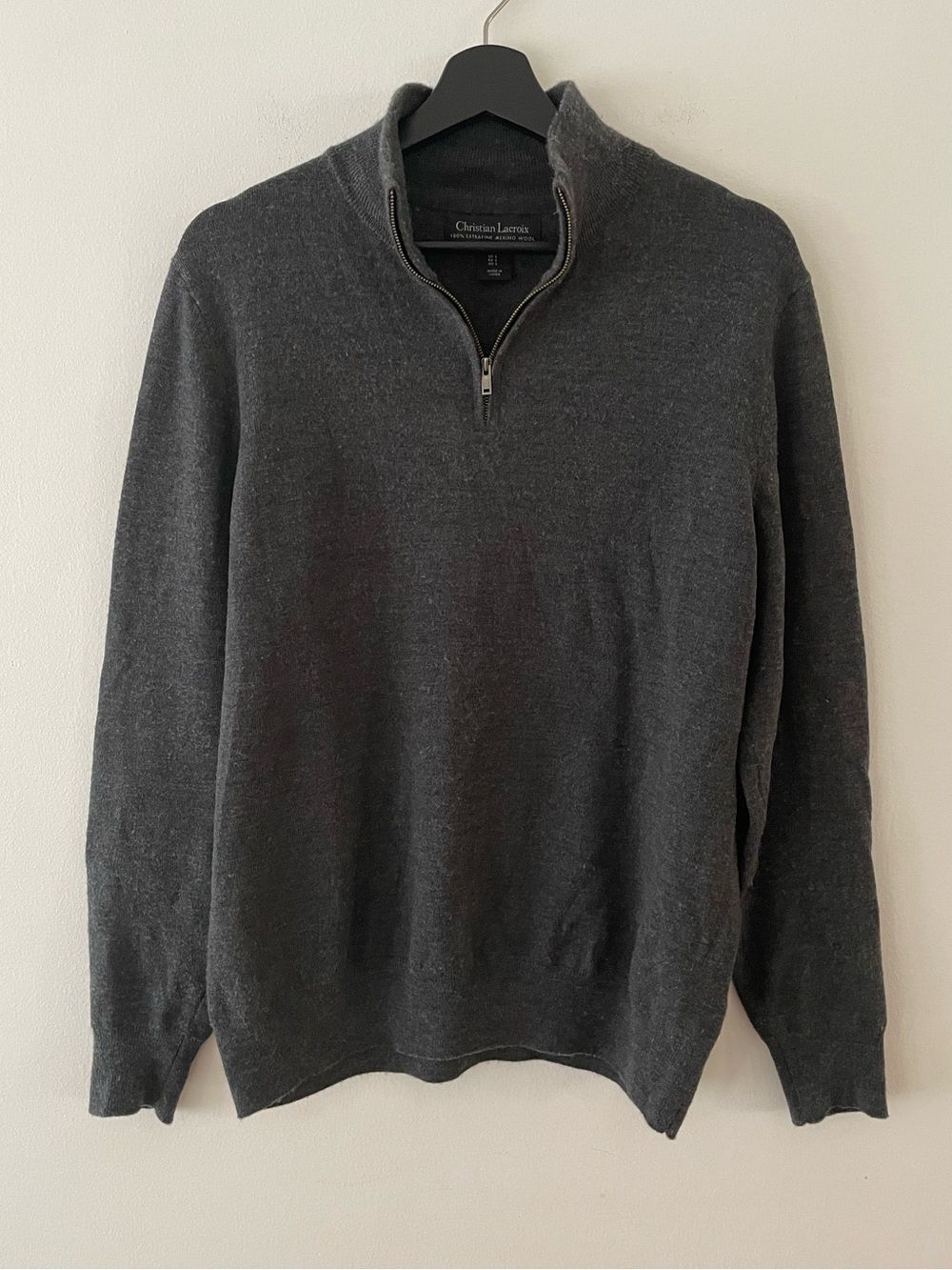 Christian Lacroix 100% Merino Wool Quarter Zip Sweater Size L